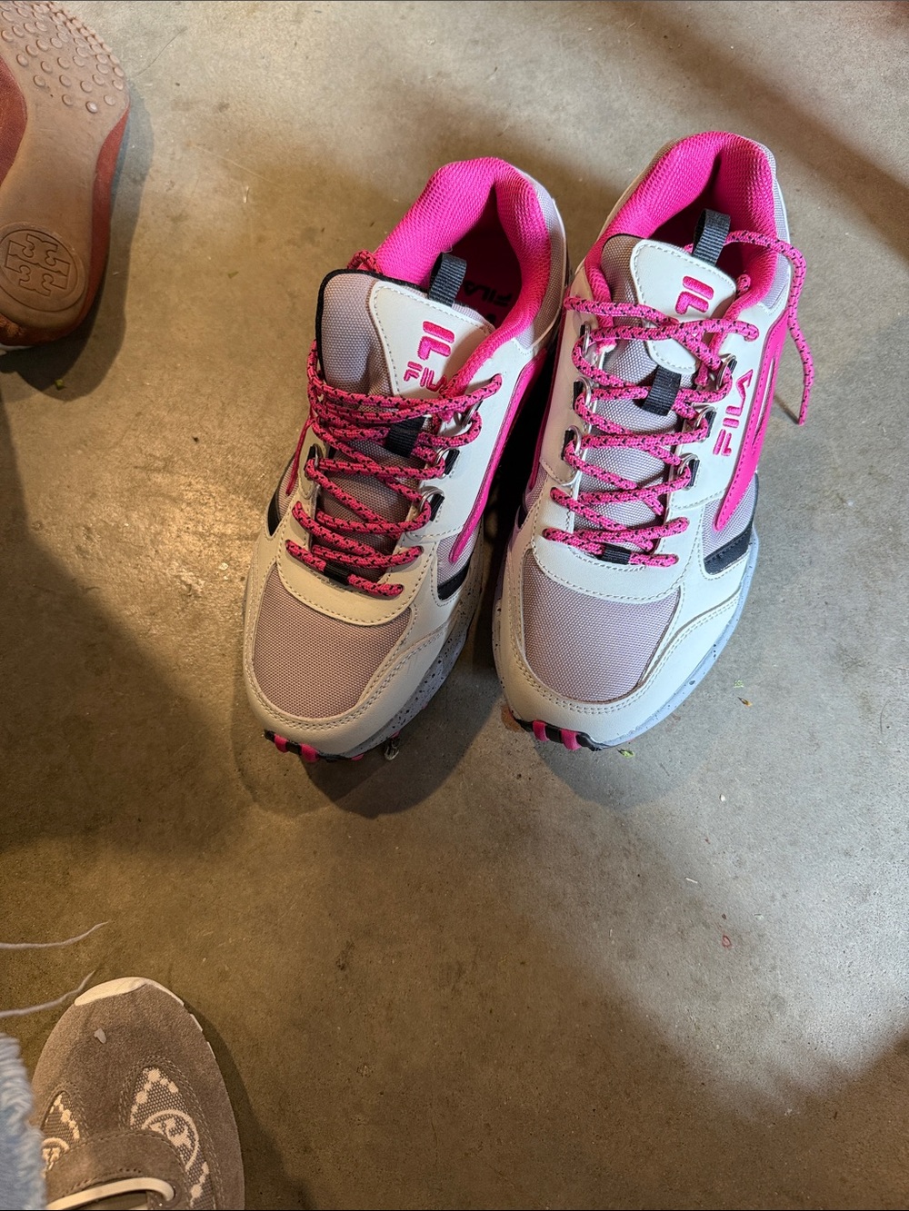 Fila Women’s White and Hot Pink Athletic Sneakers
